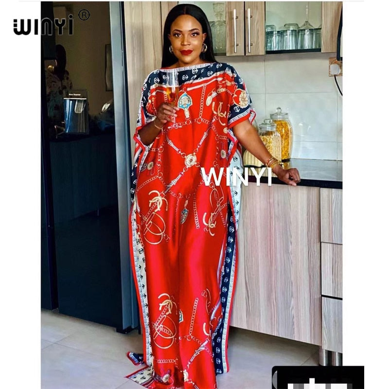Dress Length:130cm Bust:130cm New Fashion dresses Bazin Print Dashiki Women Long Blouse Yomadou Color Pattern oversize