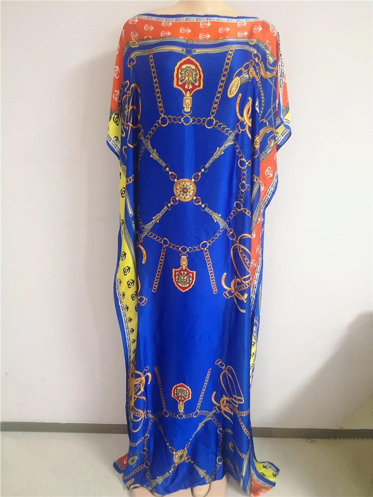 Dress Length:130cm Bust:130cm New Fashion dresses Bazin Print Dashiki Women Long Blouse Yomadou Color Pattern oversize
