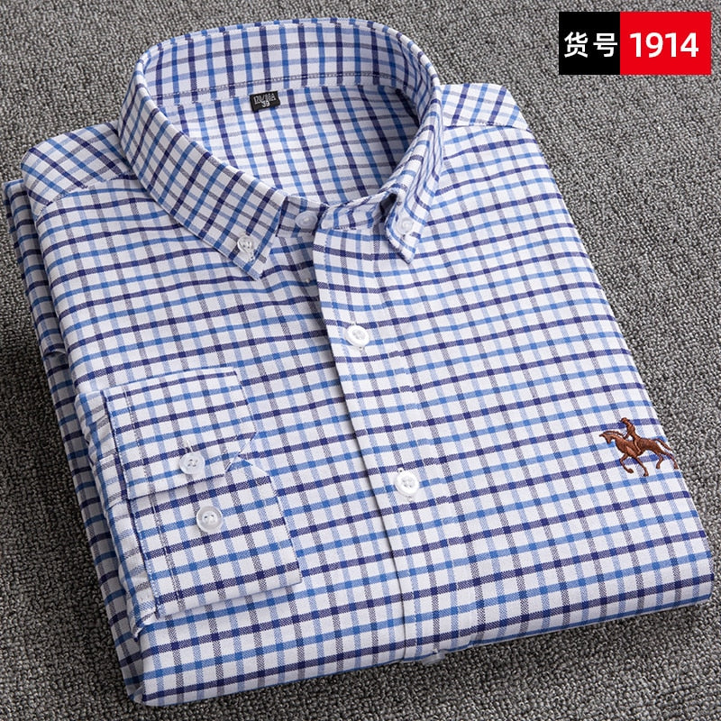 Men's Shirts 100% Pure Cotton Oxford business Casual Shirt soft slim fit formal plain shirt Long Sleeve Jacket