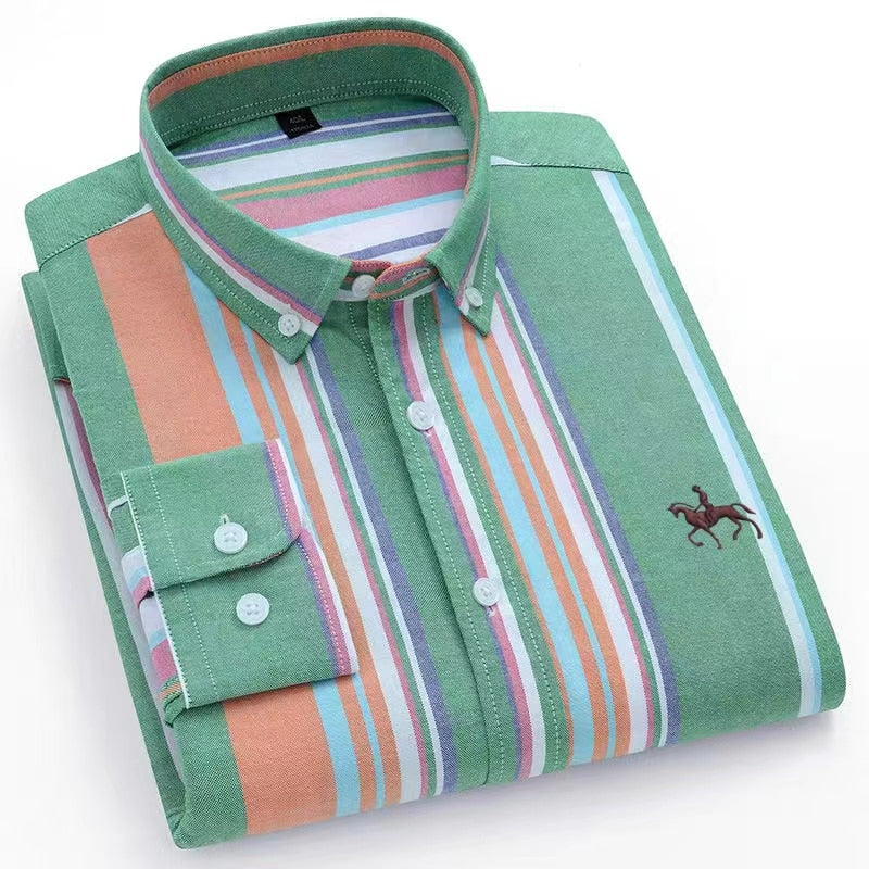Men's Shirts 100% Pure Cotton Oxford business Casual Shirt soft slim fit formal plain shirt Long Sleeve Jacket