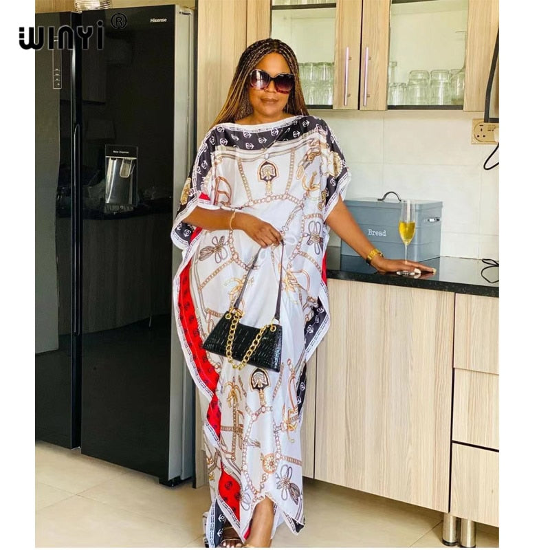 Dress Length:130cm Bust:130cm New Fashion dresses Bazin Print Dashiki Women Long Blouse Yomadou Color Pattern oversize