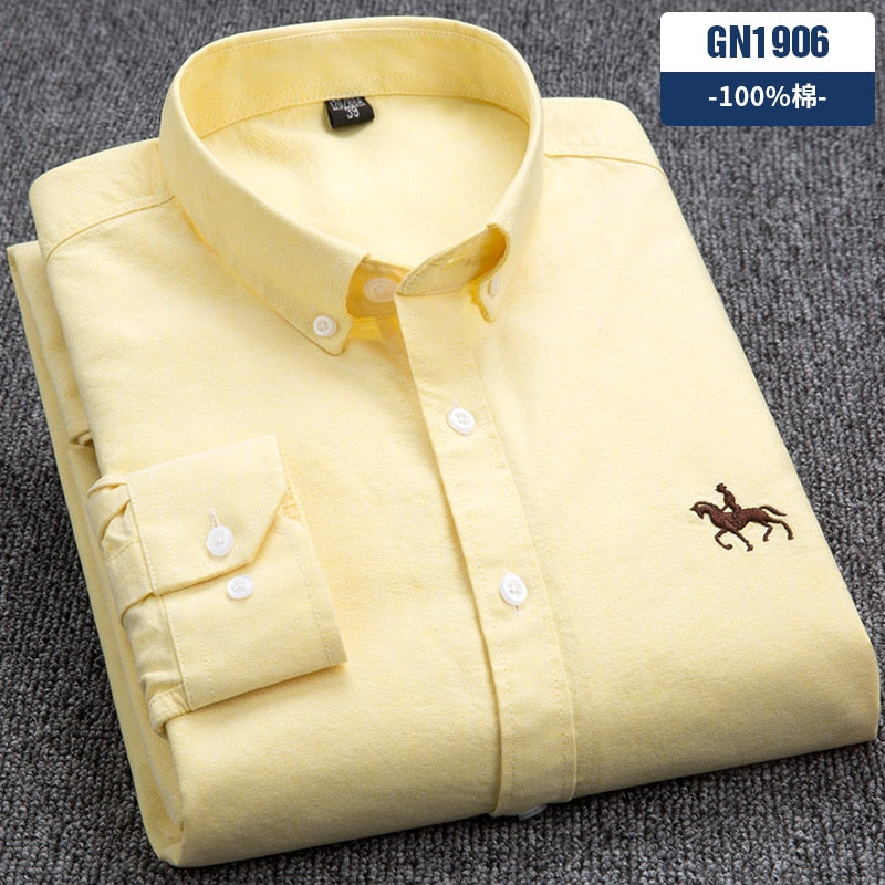 Men's Shirts 100% Pure Cotton Oxford business Casual Shirt soft slim fit formal plain shirt Long Sleeve Jacket