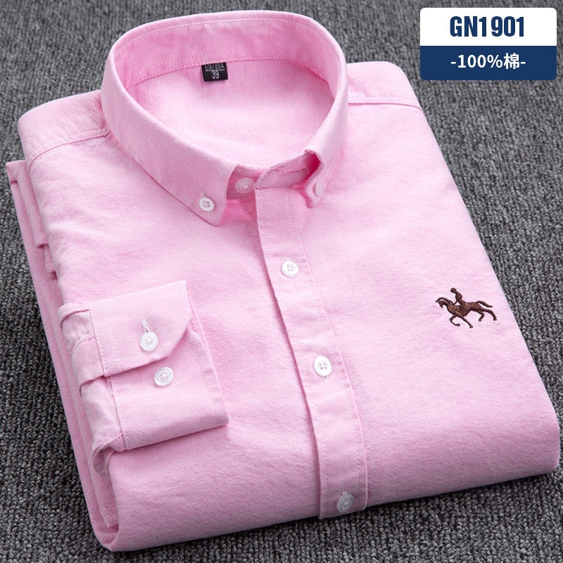 Men's Shirts 100% Pure Cotton Oxford business Casual Shirt soft slim fit formal plain shirt Long Sleeve Jacket