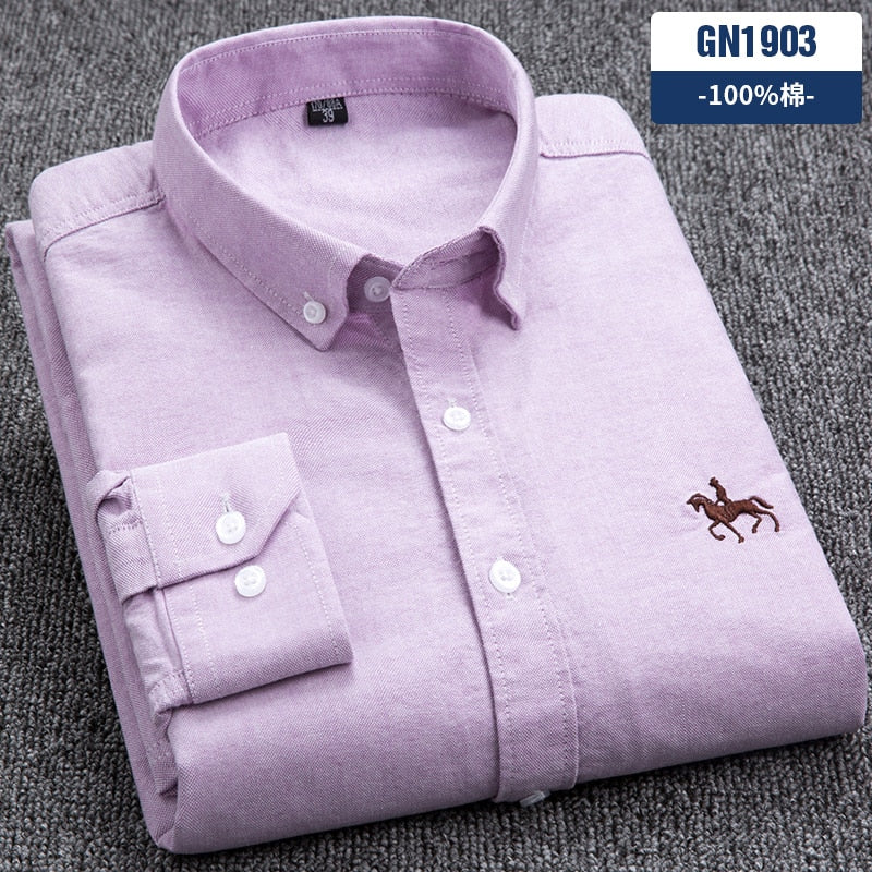 Men's Shirts 100% Pure Cotton Oxford business Casual Shirt soft slim fit formal plain shirt Long Sleeve Jacket