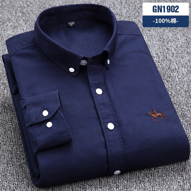 Men's Shirts 100% Pure Cotton Oxford business Casual Shirt soft slim fit formal plain shirt Long Sleeve Jacket