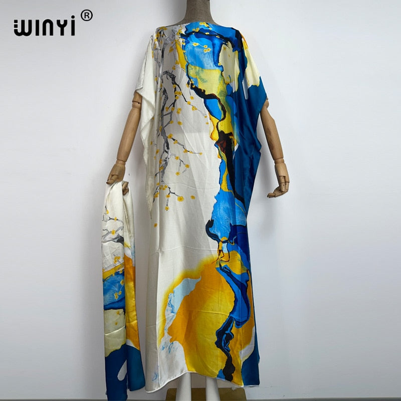 Dress Length:130cm Bust:130cm New Fashion dresses Bazin Print Dashiki Women Long Blouse Yomadou Color Pattern oversize