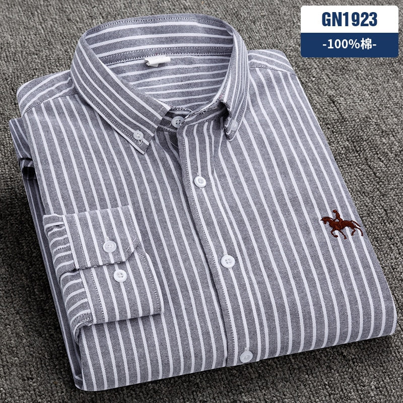 Men's Shirts 100% Pure Cotton Oxford business Casual Shirt soft slim fit formal plain shirt Long Sleeve Jacket