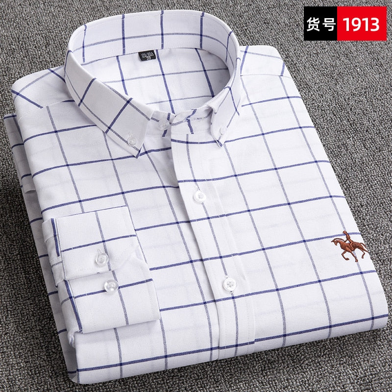 Men's Shirts 100% Pure Cotton Oxford business Casual Shirt soft slim fit formal plain shirt Long Sleeve Jacket