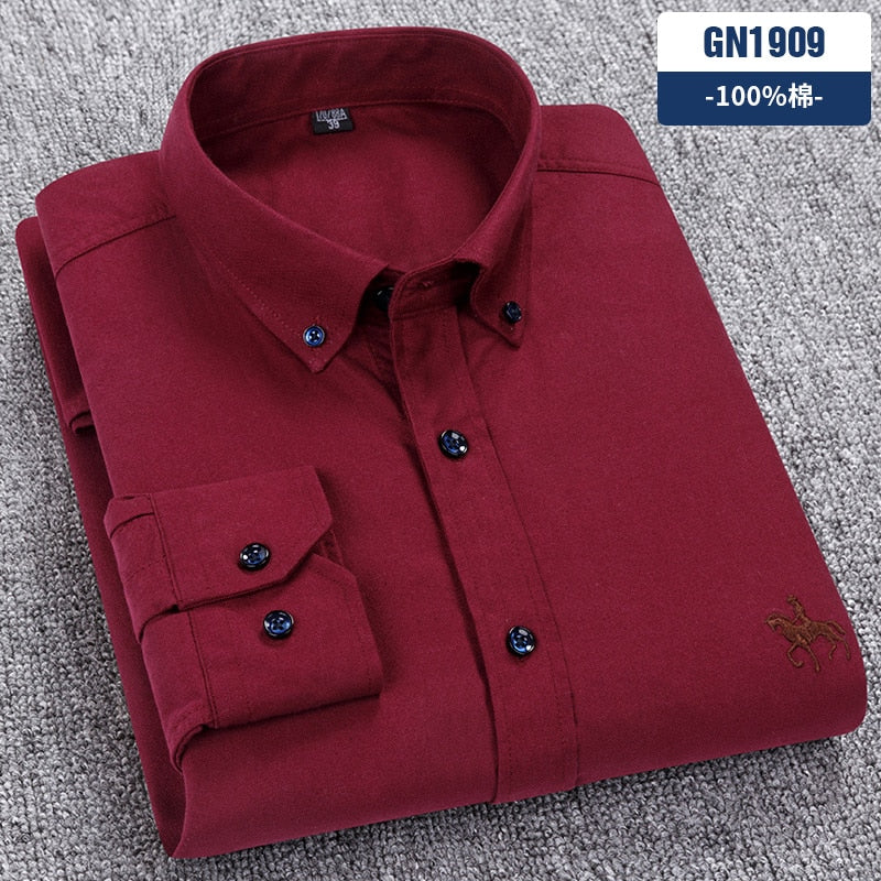 Men's Shirts 100% Pure Cotton Oxford business Casual Shirt soft slim fit formal plain shirt Long Sleeve Jacket