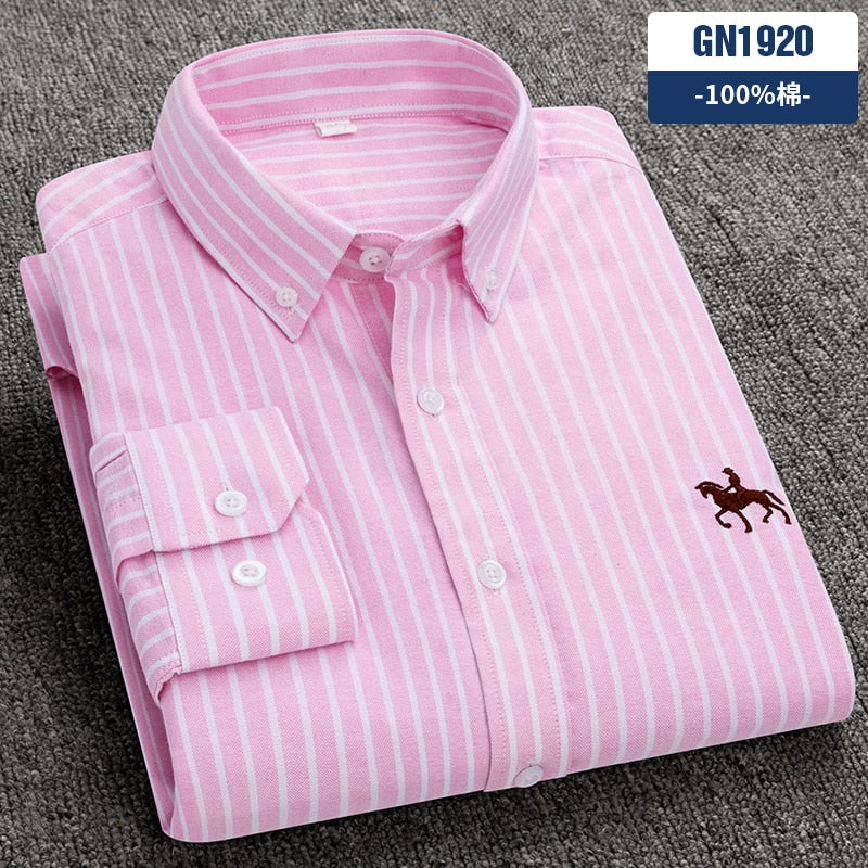 Men's Shirts 100% Pure Cotton Oxford business Casual Shirt soft slim fit formal plain shirt Long Sleeve Jacket