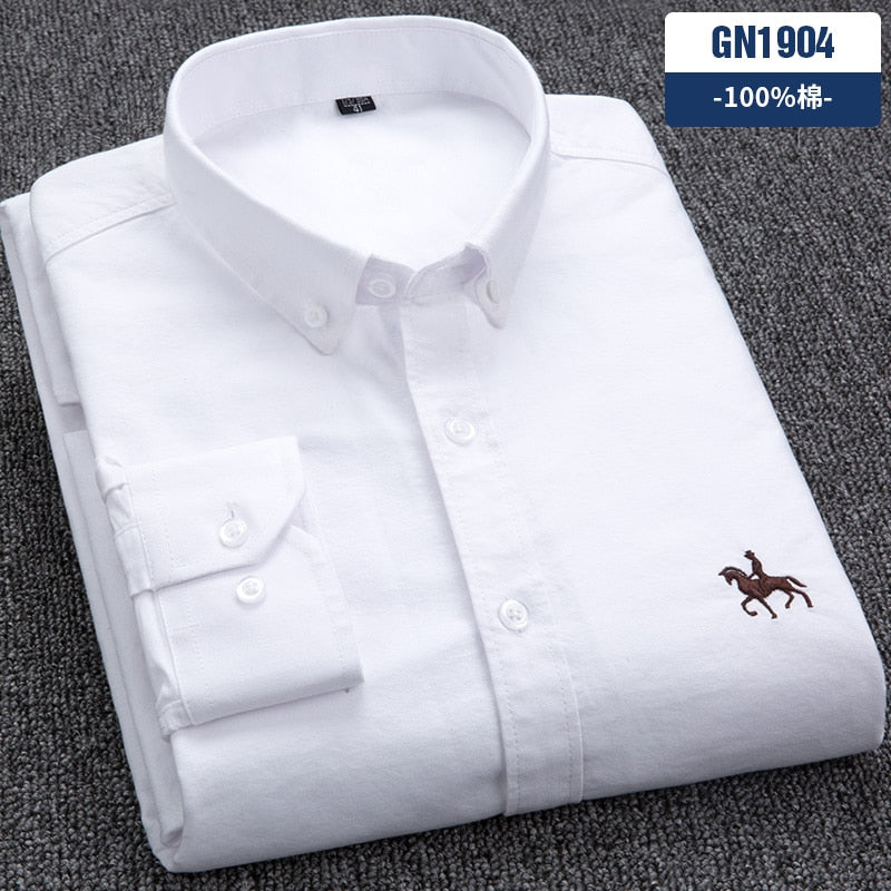 Men's Shirts 100% Pure Cotton Oxford business Casual Shirt soft slim fit formal plain shirt Long Sleeve Jacket