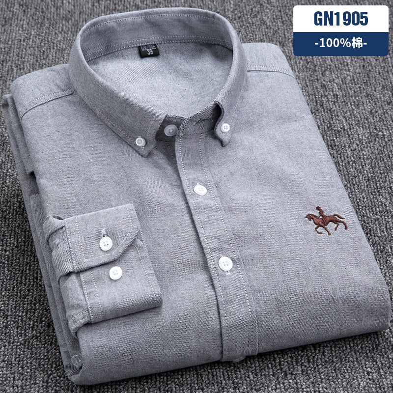 Men's Shirts 100% Pure Cotton Oxford business Casual Shirt soft slim fit formal plain shirt Long Sleeve Jacket