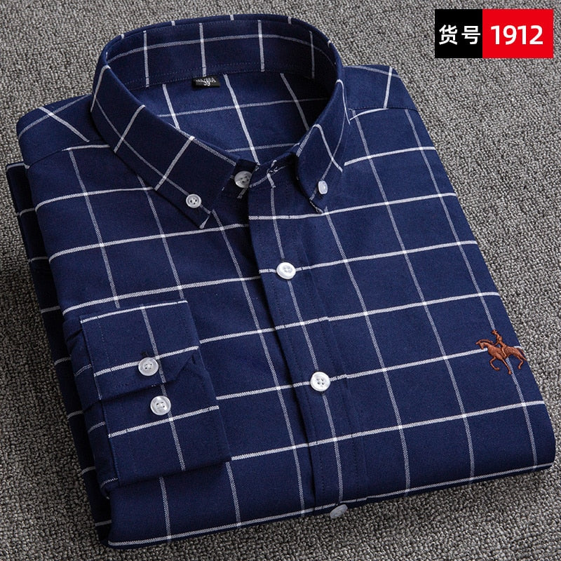 Men's Shirts 100% Pure Cotton Oxford business Casual Shirt soft slim fit formal plain shirt Long Sleeve Jacket