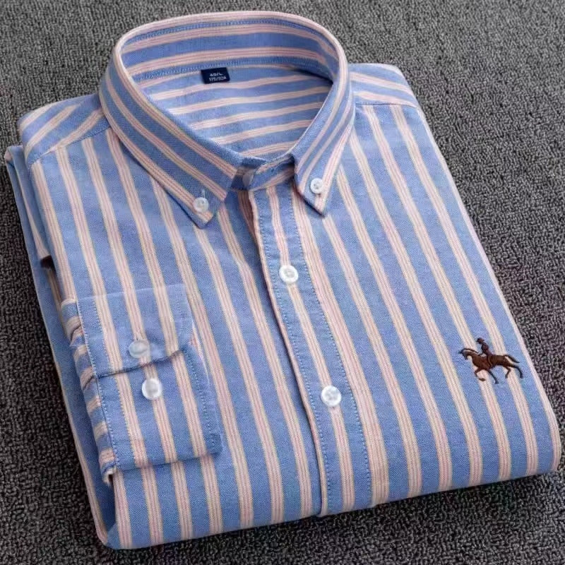 Men's Shirts 100% Pure Cotton Oxford business Casual Shirt soft slim fit formal plain shirt Long Sleeve Jacket