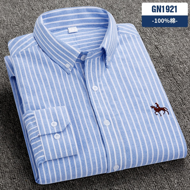 Men's Shirts 100% Pure Cotton Oxford business Casual Shirt soft slim fit formal plain shirt Long Sleeve Jacket
