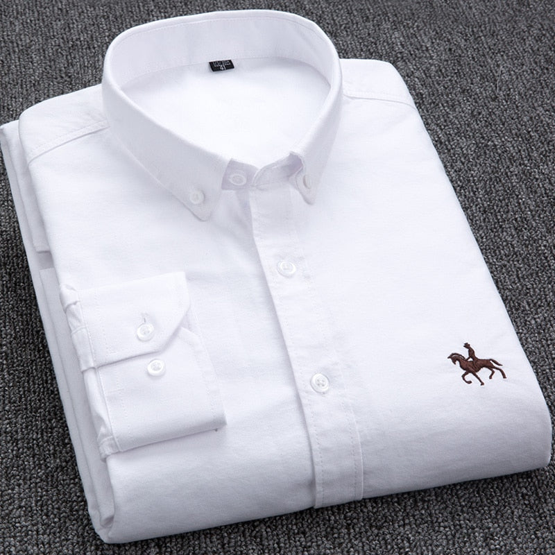 Men's Shirts 100% Pure Cotton Oxford business Casual Shirt soft slim fit formal plain shirt Long Sleeve Jacket