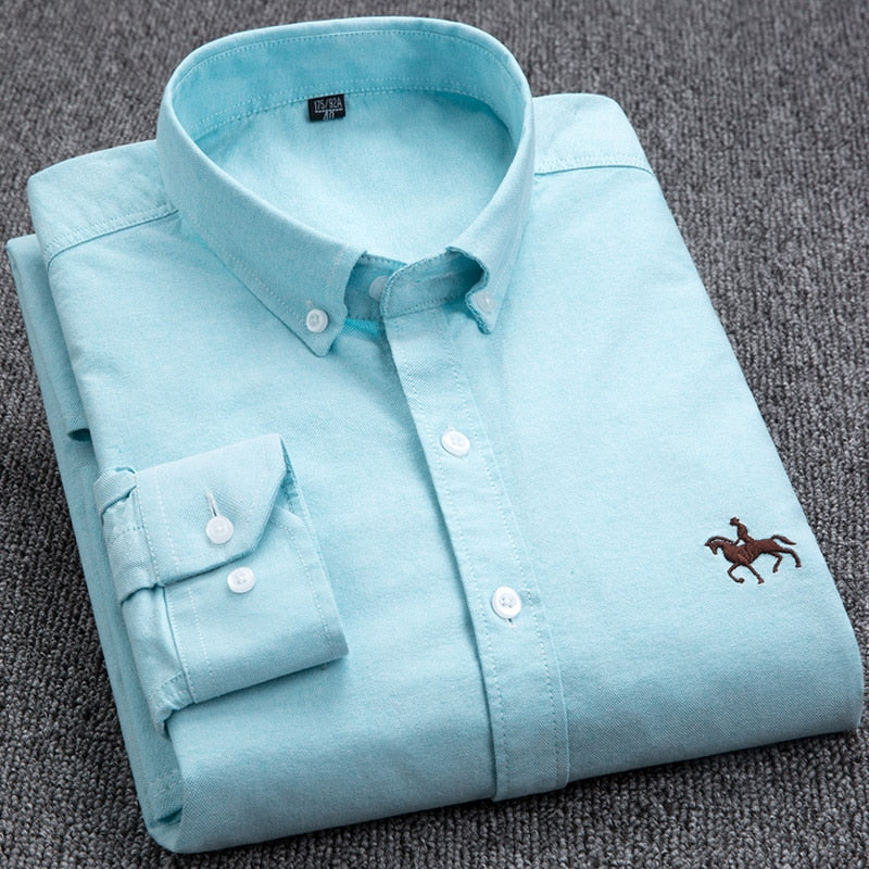 Men's Shirts 100% Pure Cotton Oxford business Casual Shirt soft slim fit formal plain shirt Long Sleeve Jacket