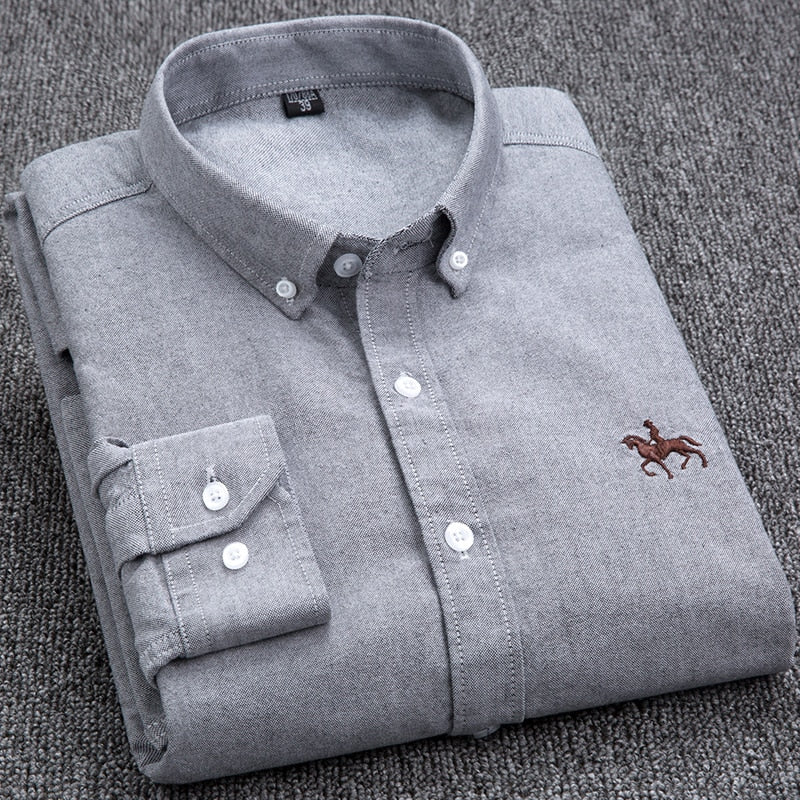 Men's Shirts 100% Pure Cotton Oxford business Casual Shirt soft slim fit formal plain shirt Long Sleeve Jacket