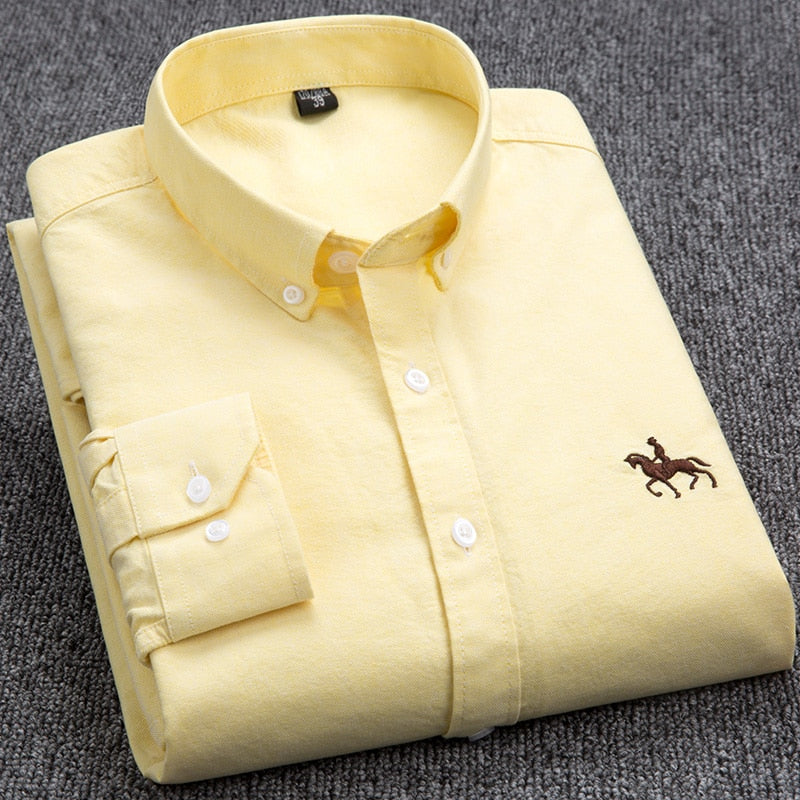 Men's Shirts 100% Pure Cotton Oxford business Casual Shirt soft slim fit formal plain shirt Long Sleeve Jacket