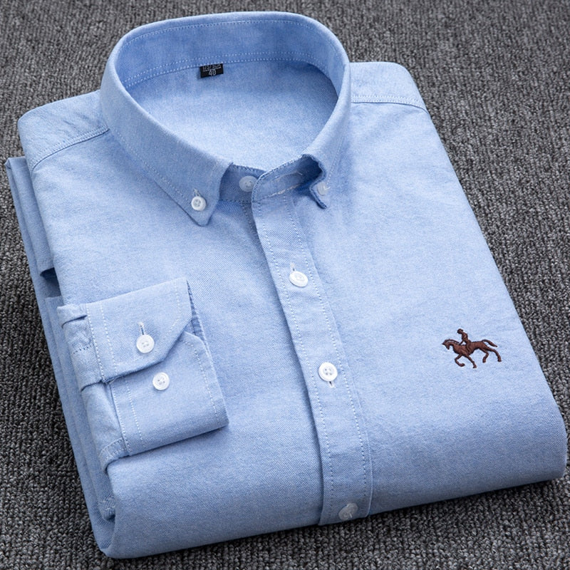 Men's Shirts 100% Pure Cotton Oxford business Casual Shirt soft slim fit formal plain shirt Long Sleeve Jacket